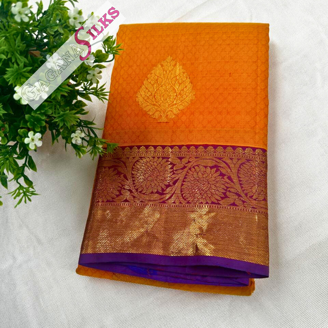 Pure Kanchivaram silk- Orange-GS01KA002