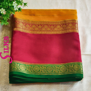 Pure Mysore Crepe Silk-Yellow And pink-GS02MC007