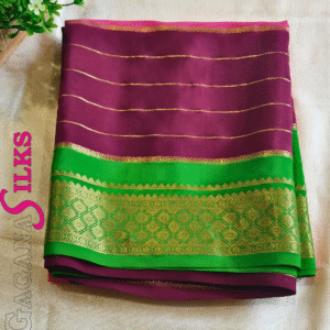Pure Mysore Crepe Silk-3D design- pink, purple,parrot green-GS02MC008