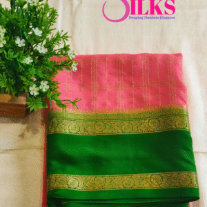 Pure Mysore Crepe Silk- pink green-GS02MC020