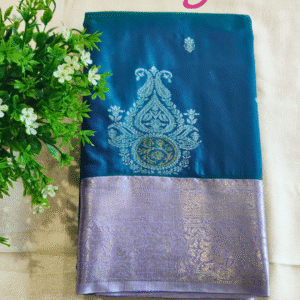 Semi  Silk Saree- Peacock blue-GS04FS001