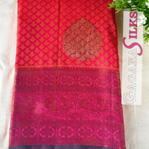 Pure Kanchivaram silk-Orangish pink-GS01KA004