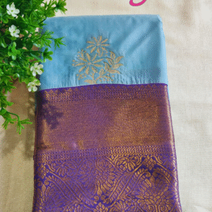 Semi Silk Saree-Skyblue-GS04FS003