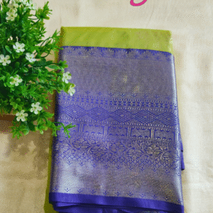 Semi Silk Saree-Parrot green and Blue-GS04FS007