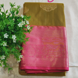 Semi Silk Saree-Light brown and pink-GS04FS009