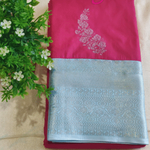 Semi Silk Saree-Pink and seablue-GS04FS012