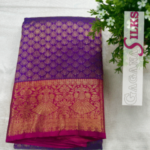 Pure Kanchivaram Silk Saree- Purple and pink-GS01KA006