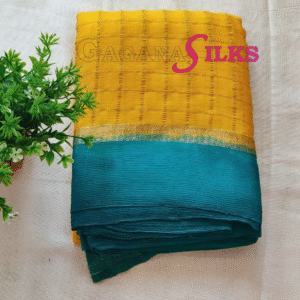 chiffon georgette saree-Yellow and blue-GS04FS035