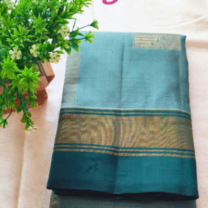 Pure Kanchivaram Silk  Saree-Seagreen and Darkgreen-GS01KA012