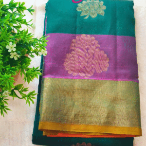 Pure Kanchivaram Silk  Saree-Darkgreen-GS01KA015