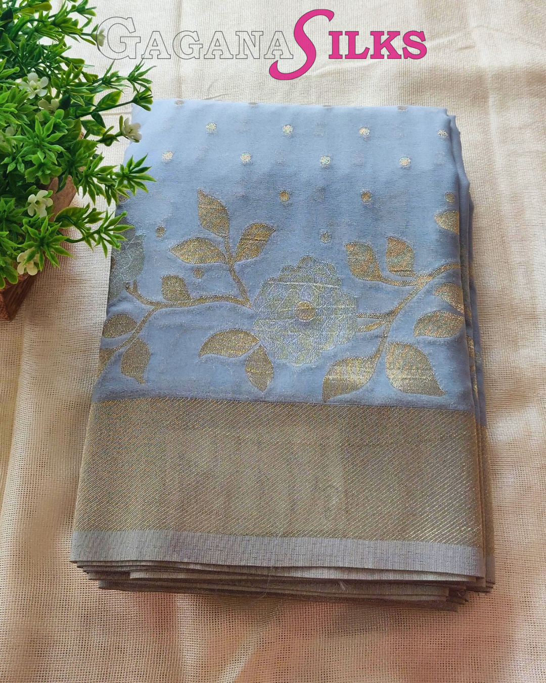 Designer Georgette Saree-Pastel grey-GS04FS036